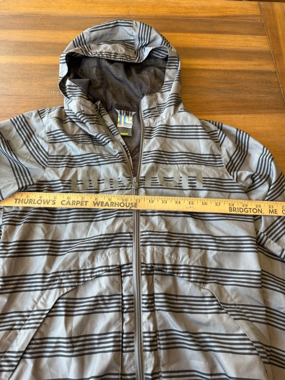 Burton Kids' Dover Gray & Black Striped Hooded Raincoat - NWOT